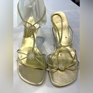 STUART WEITZMAN Gold Strapped Heel